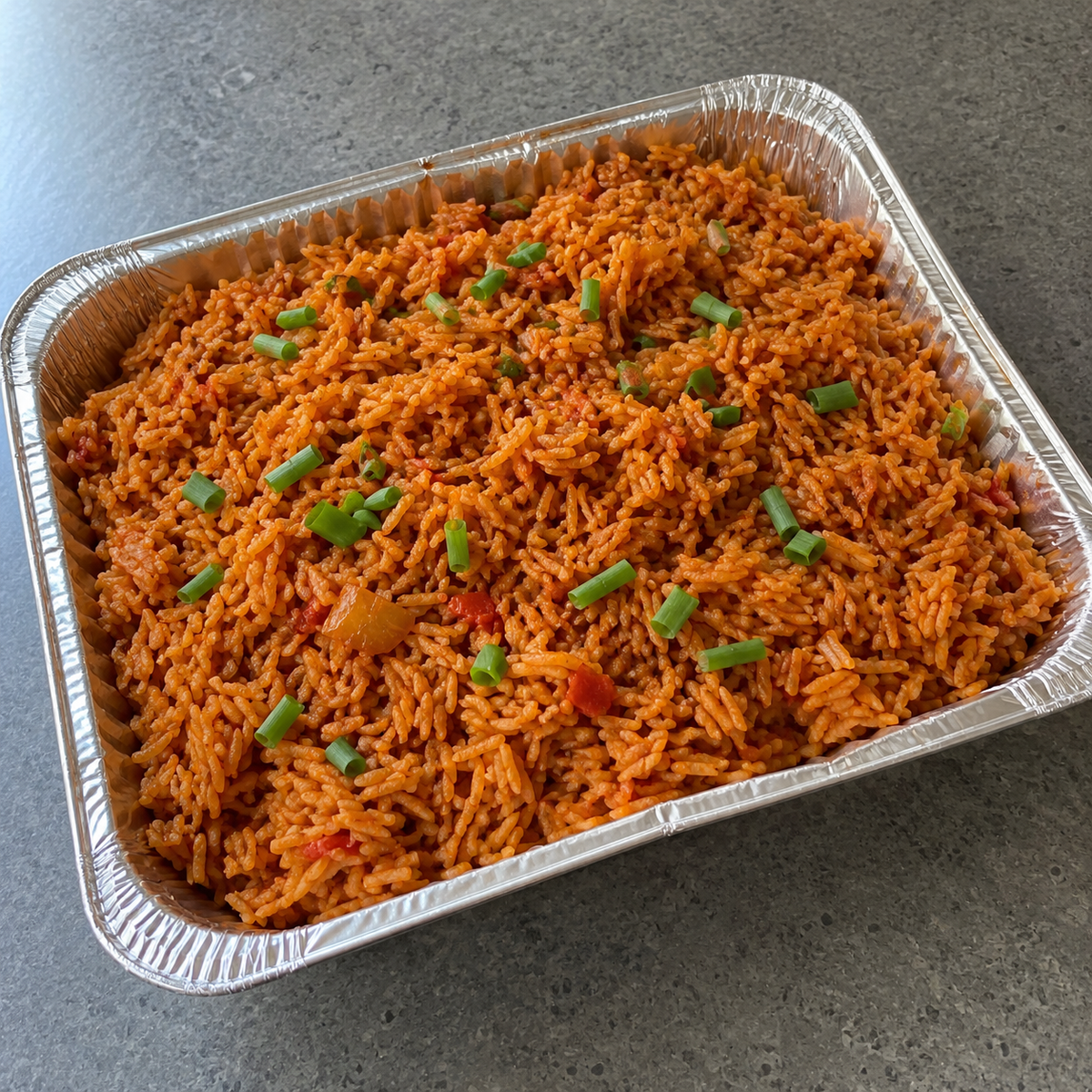 Illustrative image of LagosChop jollof; actual portion as listed.